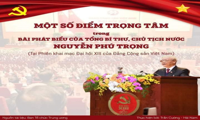 Một số điểm trọng tâm trong bài phát biểu của Tổng Bí thư, Chủ tịch nước Nguyễn Phú Trọng tại phiên khai mạc Đại hội XIII